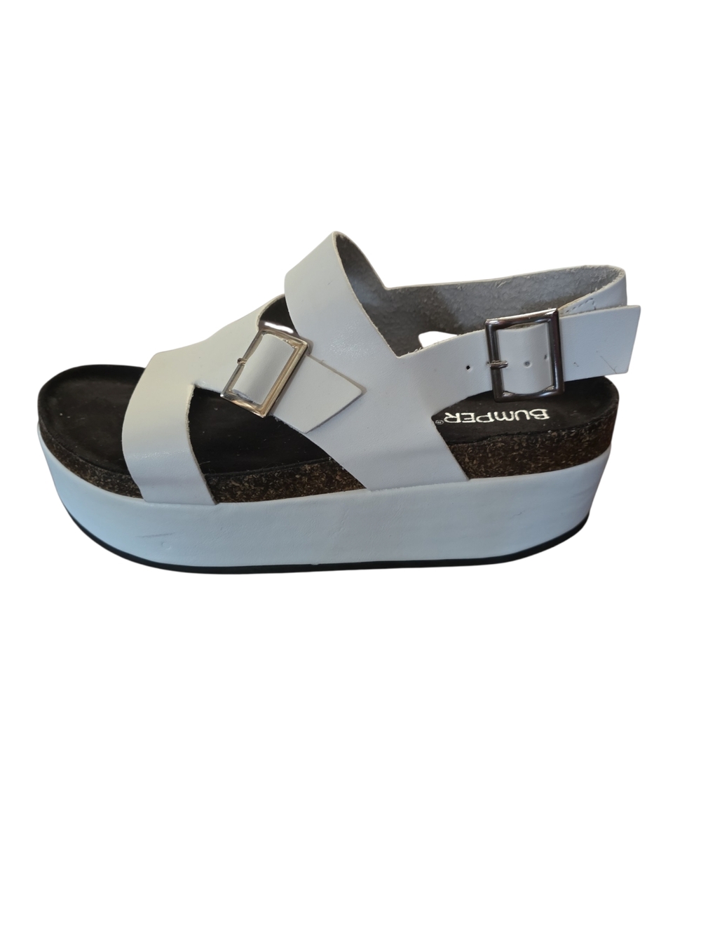 Bumper White Platform Sandal with Buckle Straps - Picture 5 of 9